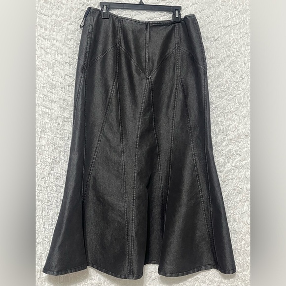 NEWPORT NEWS JEANOLOGY VINTAGE GRUNGE MERMAID HEM DARK GRAY DENIM SKIRT, SIZE 14 - Picture 6 of 7